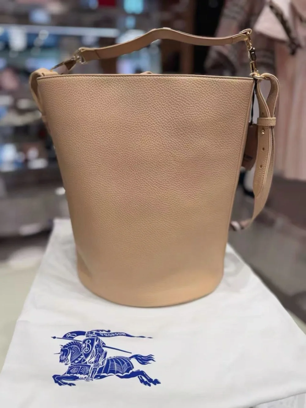 Burberry Black Leather Bucket Bag Medium